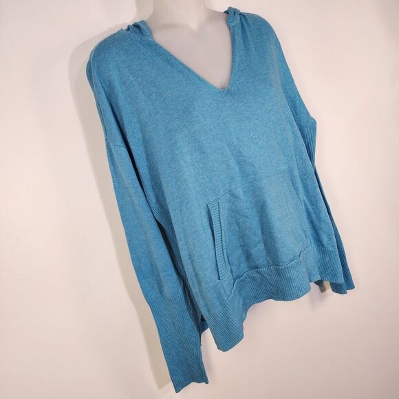 Cabi Hop To Hoodie Sweater Women Medium Blue Pullover Cotton Blend Casual V Neck - Picture 4 of 10
